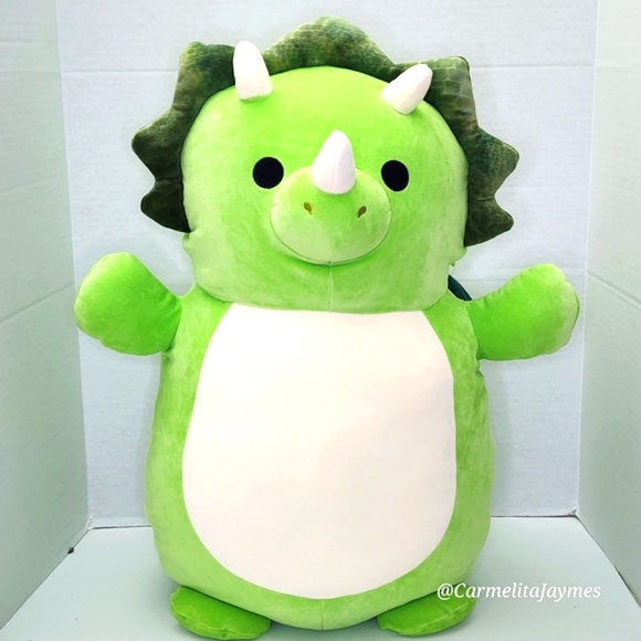 TRISTAN 🦖 26" Giant Green Triceratops Dinosaur 3D Horns HugMee Squishmallow NWT - Picture 1 of 9